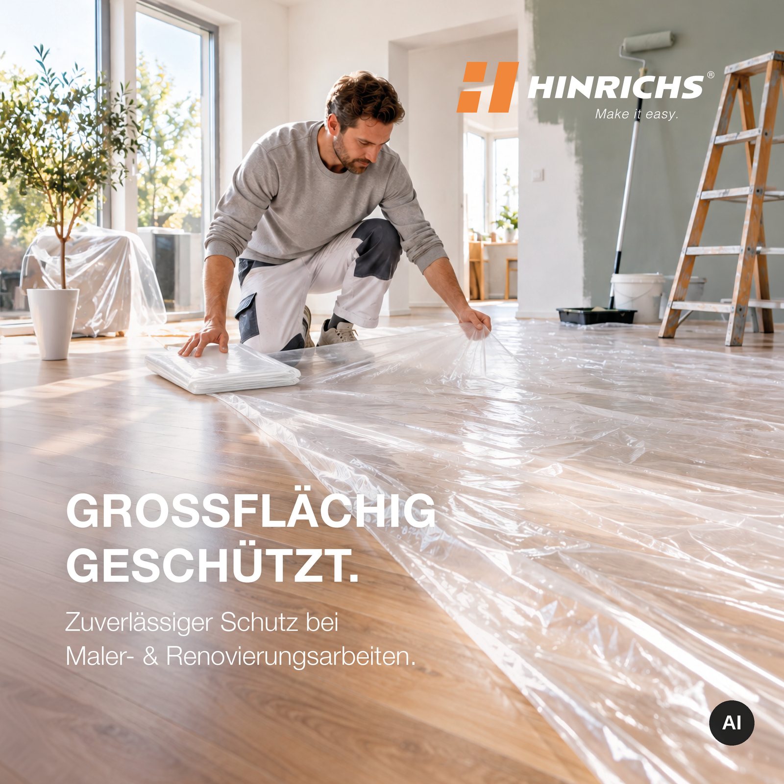 Abdeckfolie 4x5 m – reißfest, leicht & wiederverwendbar – Bild 2
