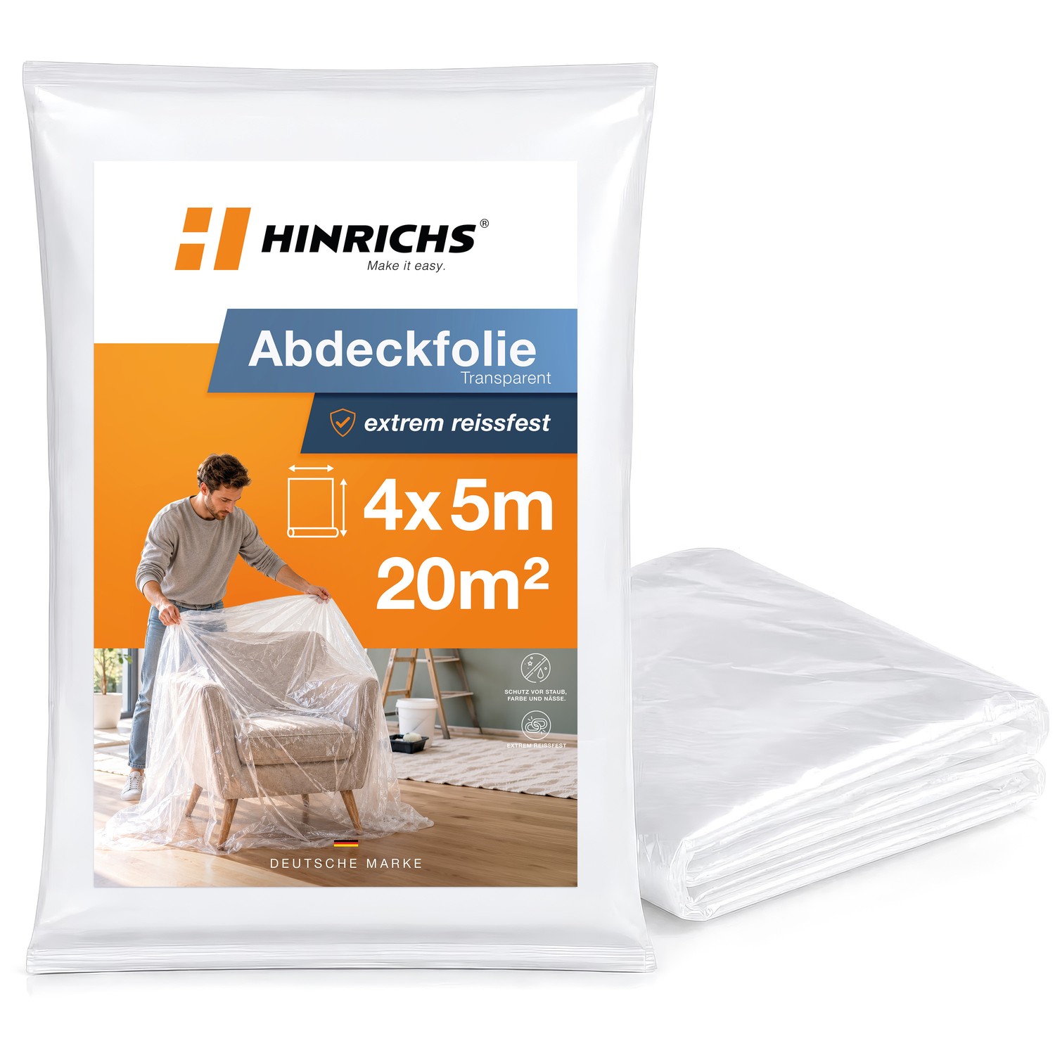 Abdeckfolie 4x5 m – reißfest, leicht & wiederverwendbar