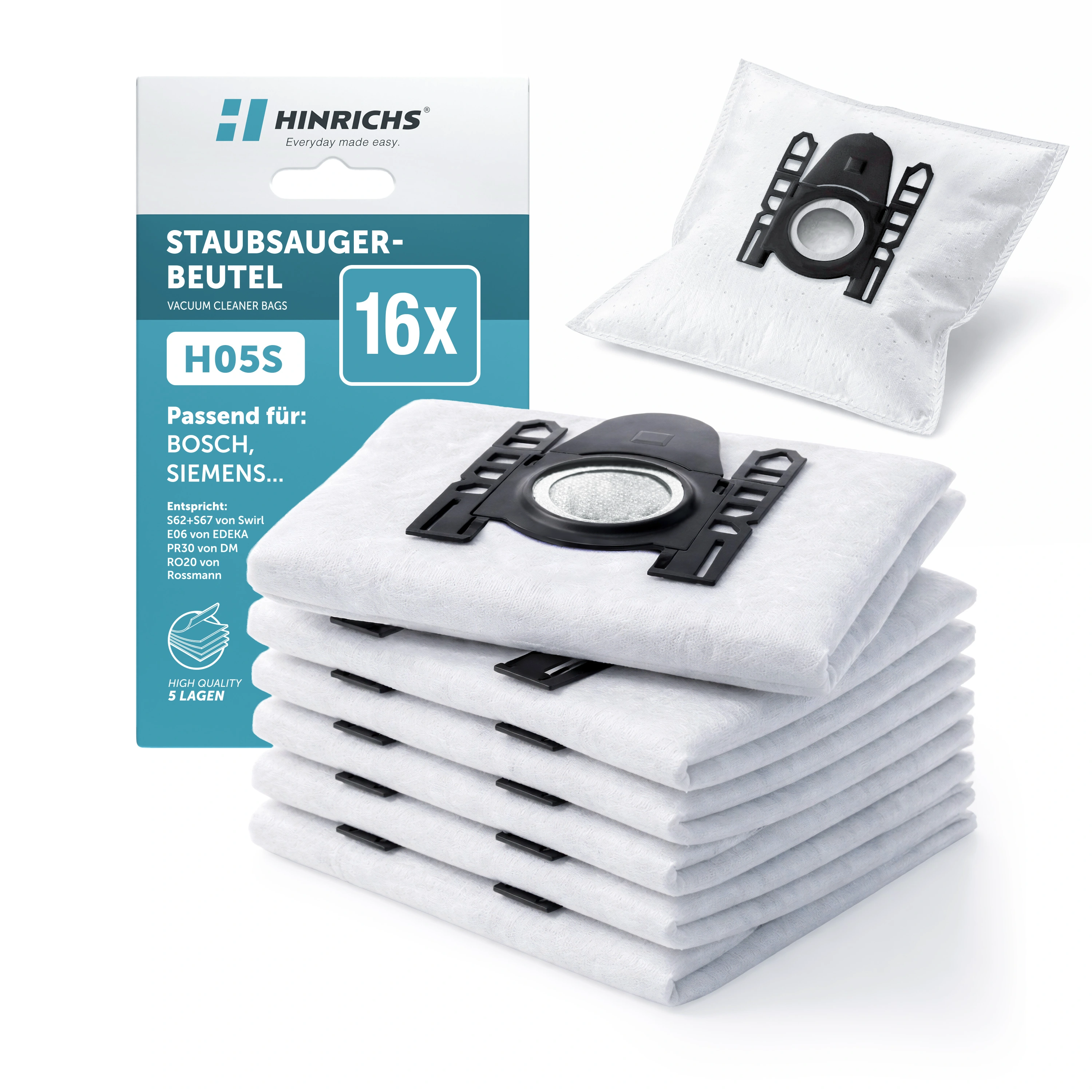 Staubsaugerbeutel Siemens H05S 16er Pack