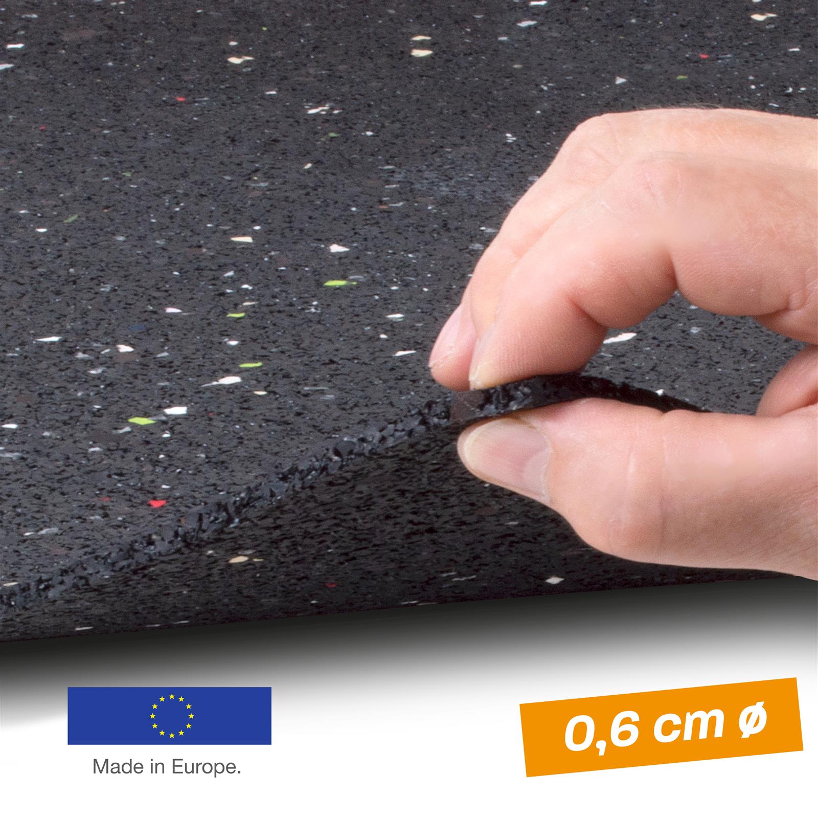 Antivibrationsmatte aus Gummi – Rutschfeste Unterlage für Waschmaschinen und Geräte – Made in Europe Schwarze Antivibrationsmatte mit Wabenstruktur auf Holzpalette, gefertigt in Europa, dient zur Dämpfung von Vibrationen unter Maschinen oder Geräten.