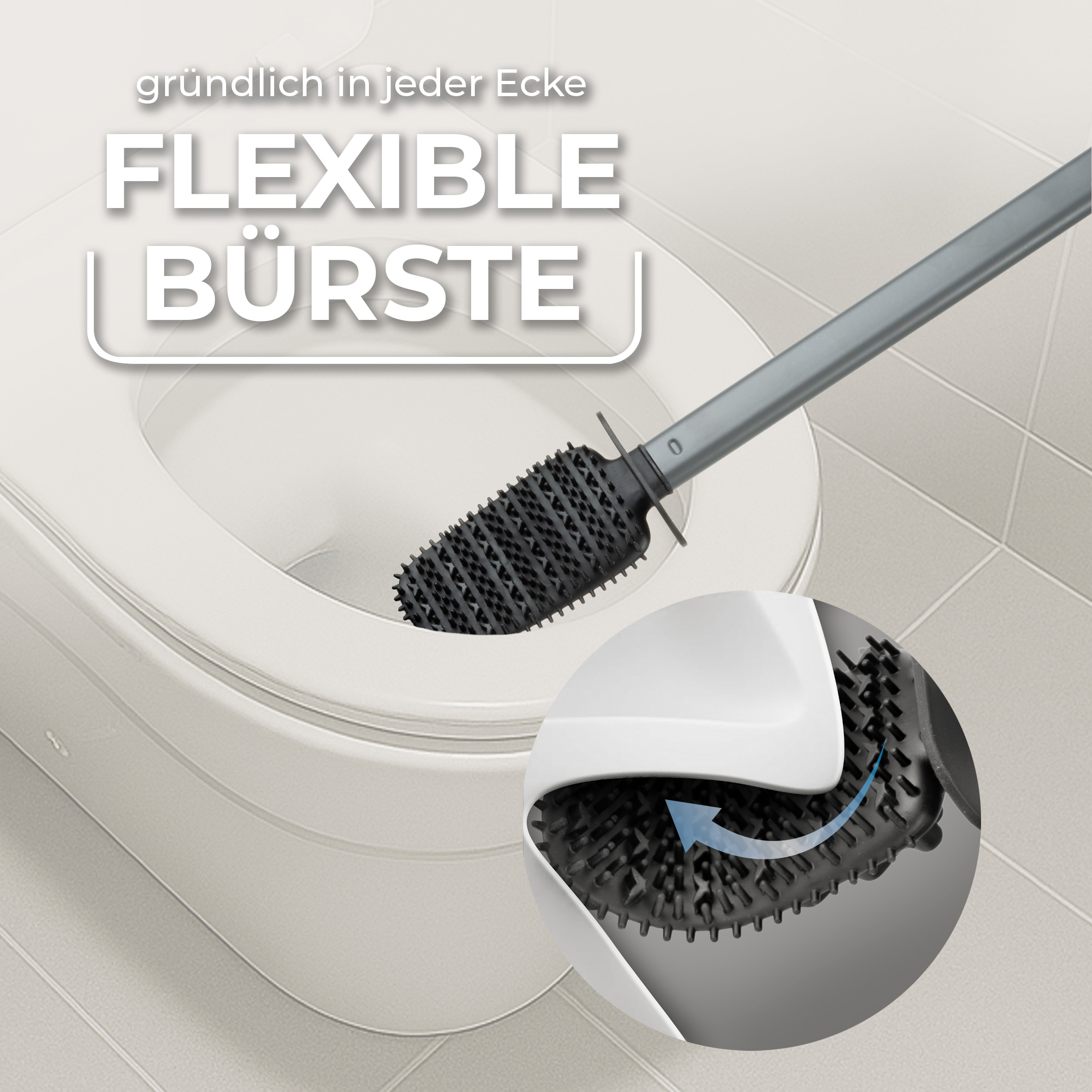 Vileda Silikon Toilettenbürste mit Edelstahlgriff