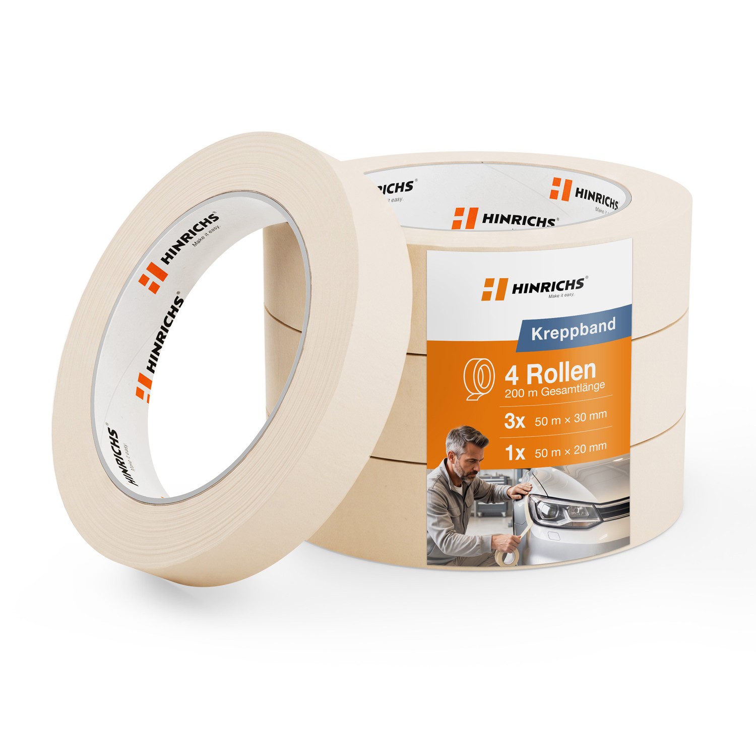 Kreppband 4er Set – Malerband je 50 m