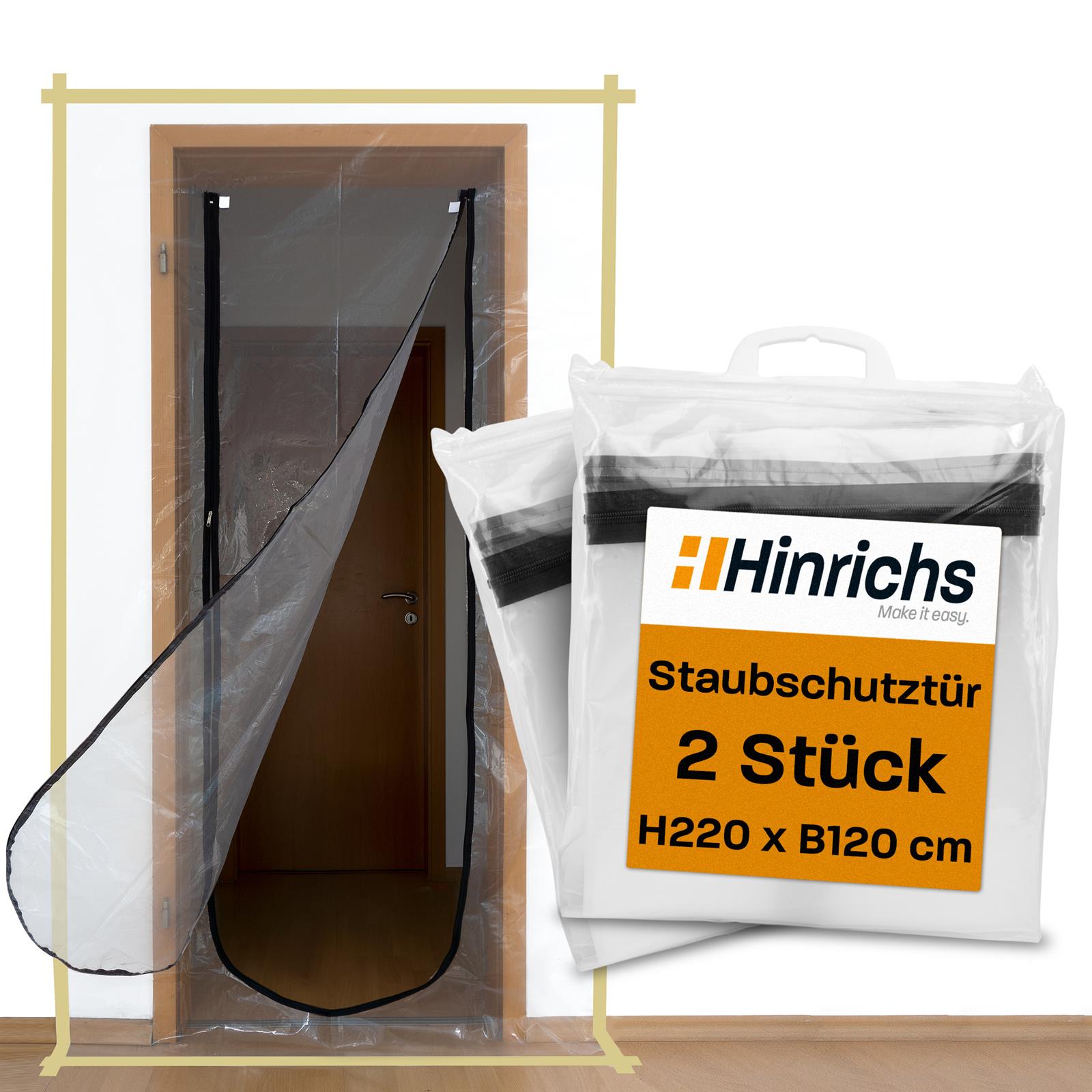 Staubschutztür mit Reißverschluss für effektiven Staubschutz auf Baustellen Transparente Staubschutztür mit Reißverschluss, eingespannt in eine Türöffnung auf einer Baustelle, dient der Abschottung von Arbeitsbereichen und dem Schutz vor Staubverbreitung.