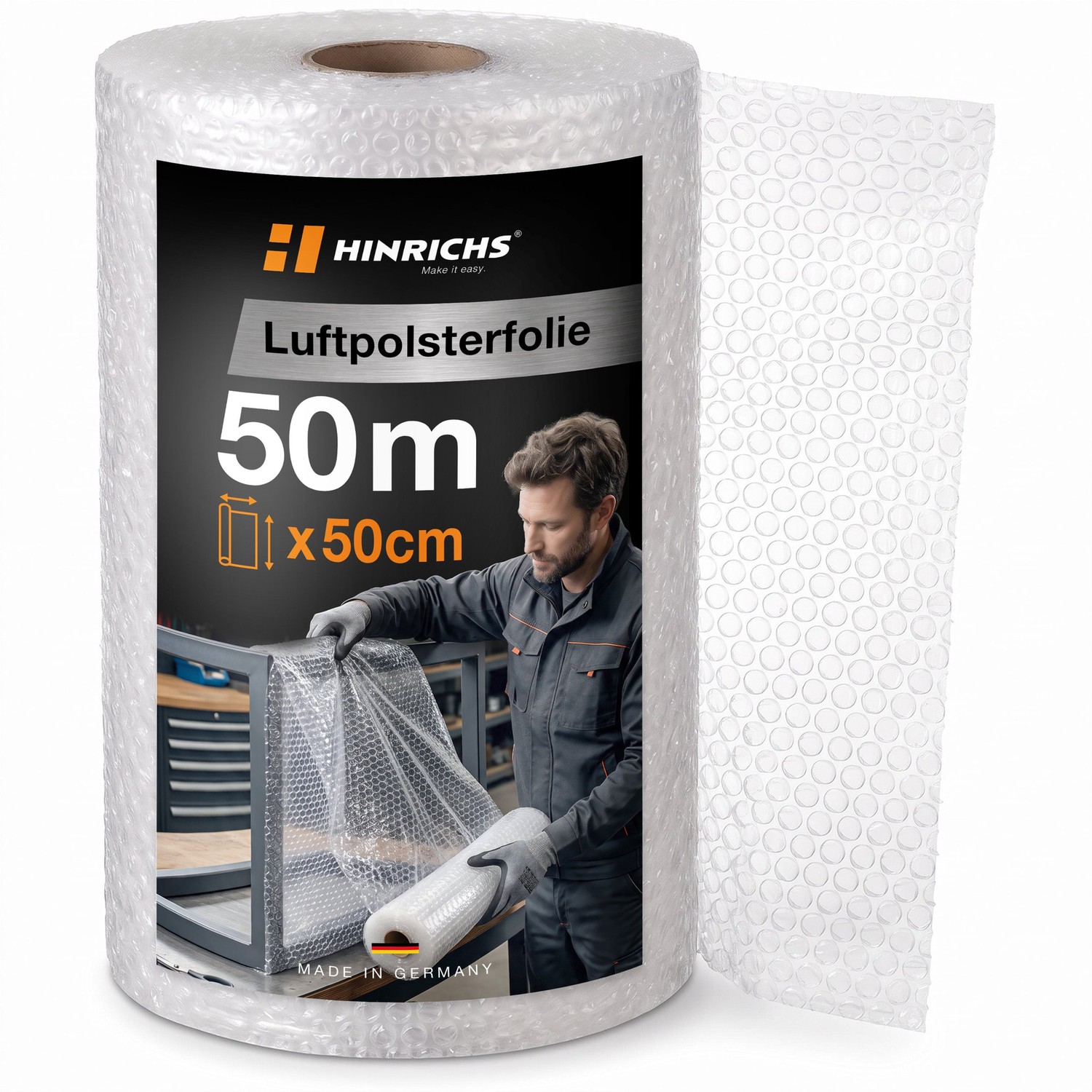 Luftpolsterfolie 50 m x 50 cm – perforiert & stoßdämpfend