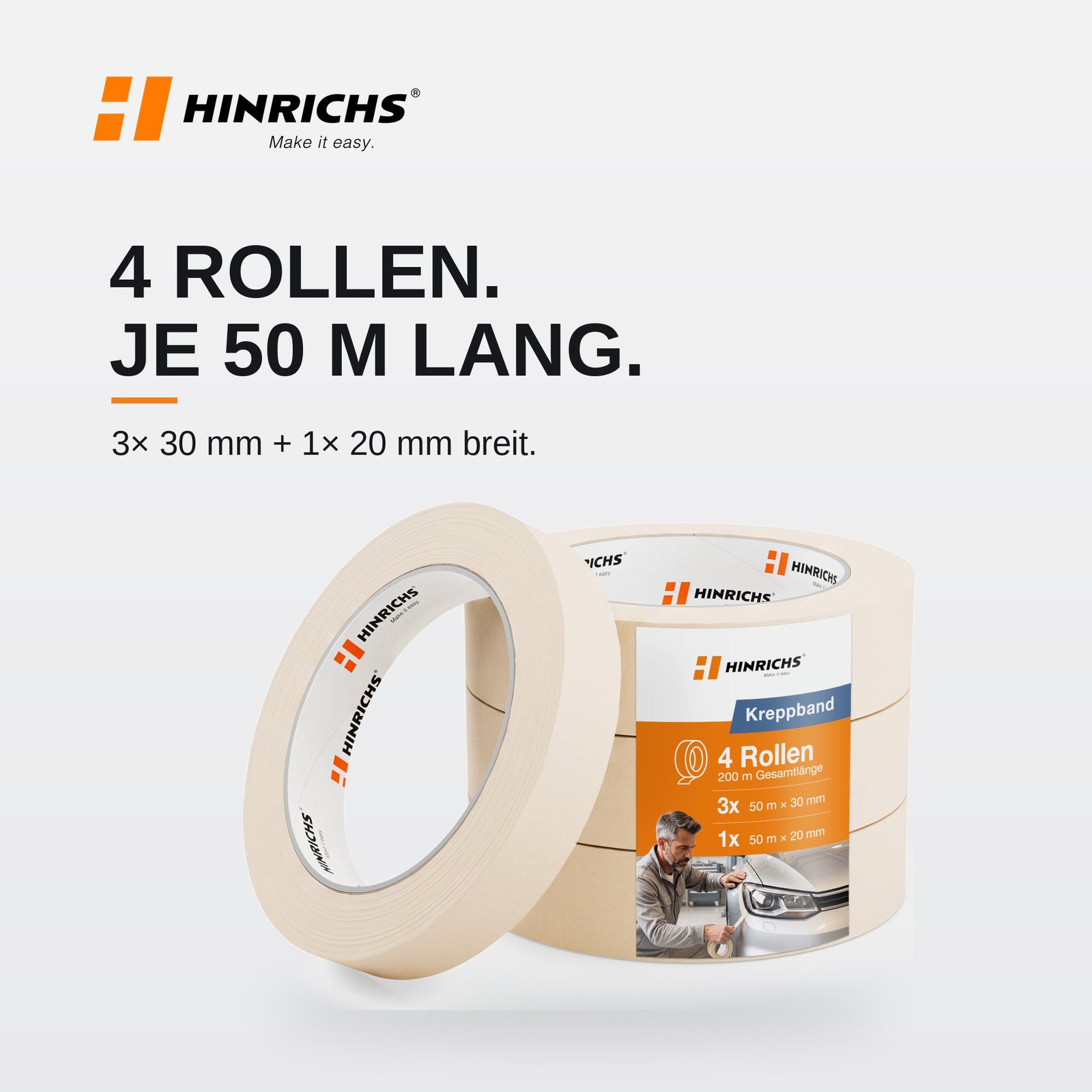 Kreppband 4er Set – Malerband je 50 m – Bild 2