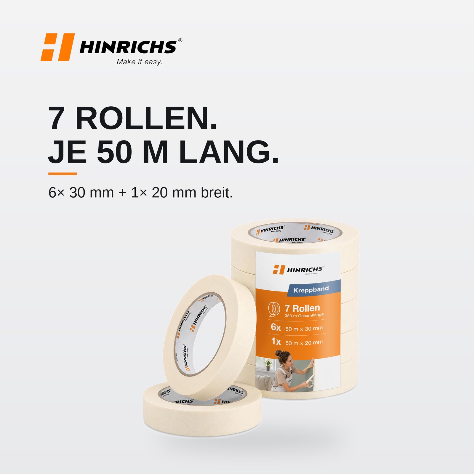 Kreppband 7er Set – Malerband 50 m, reißfest & rückstandsfrei – Bild 2