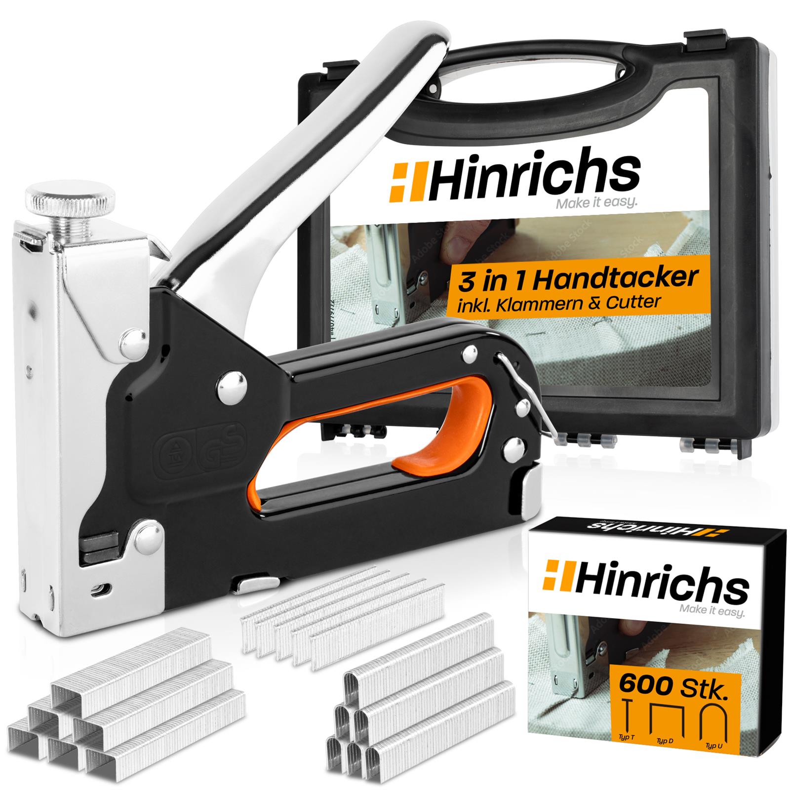 Handtacker für präzises Heften – ergonomisches Werkzeug für Heimwerker und Profis Handtacker mit ergonomischem Griff in Nahaufnahme, aus Metall und Kunststoff gefertigt, liegt auf einem weißen Hintergrund.