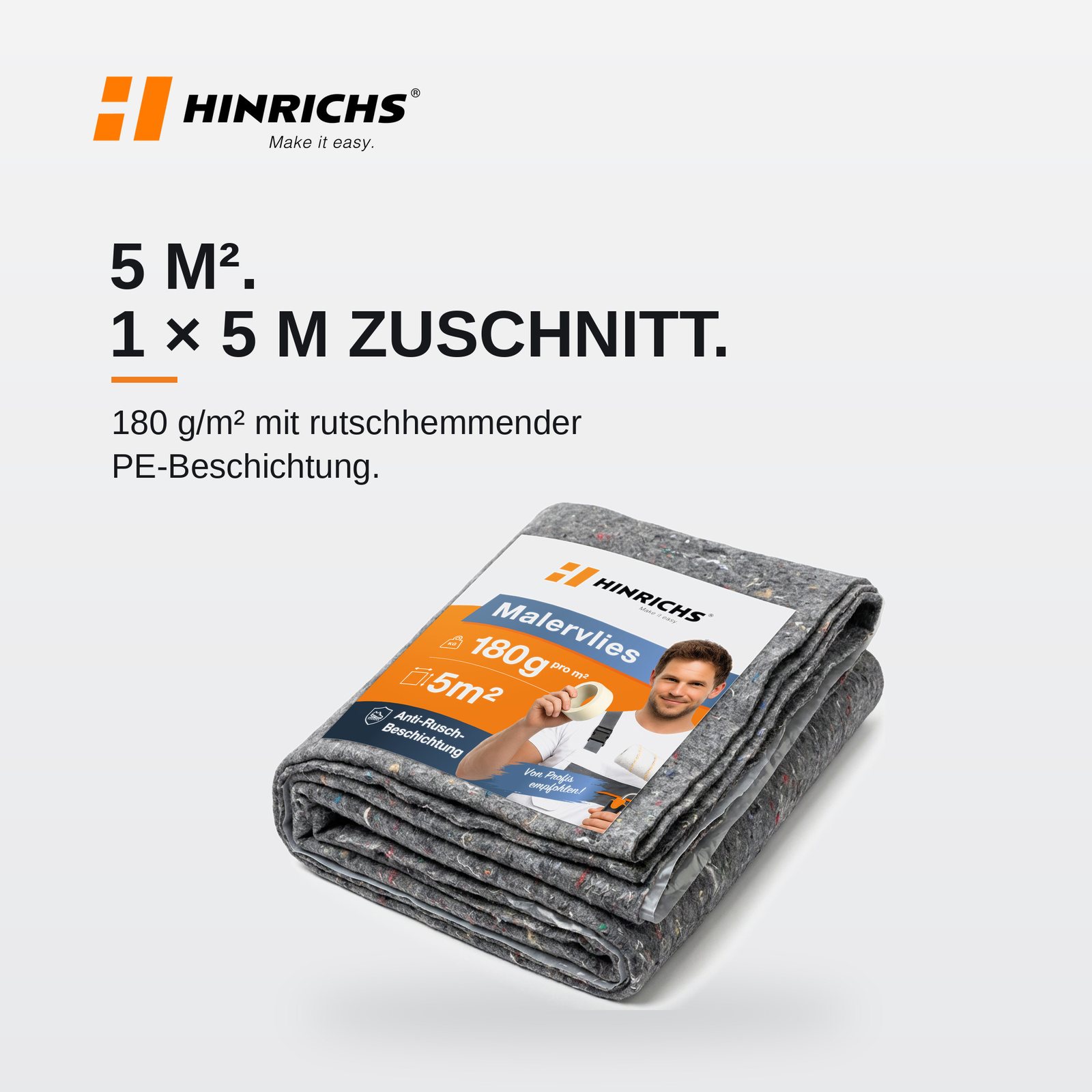 Malervlies 5 m – 180 g/m², rutschfest & flüssigkeitsdicht – Bild 2