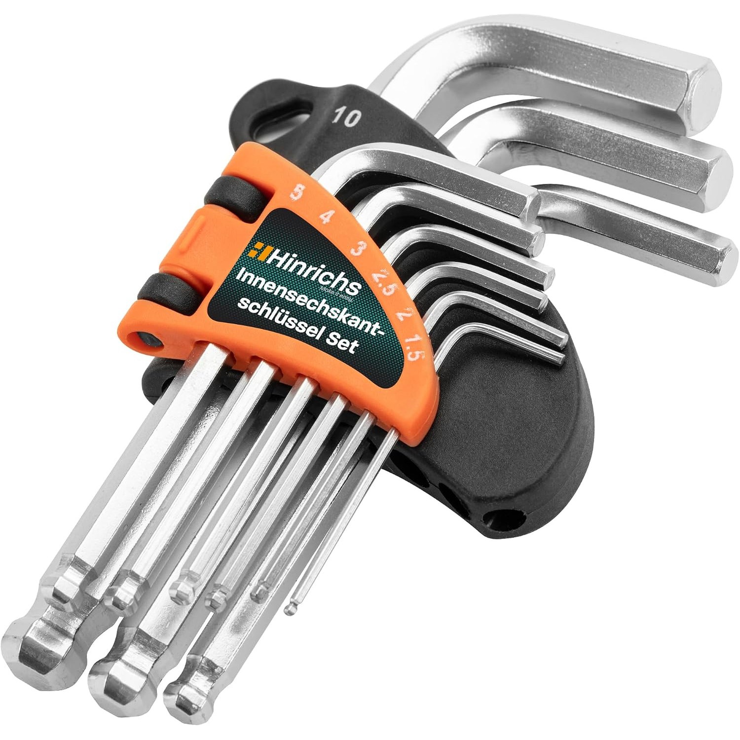 Sechskantschlüssel Set 9-teilig – mit Kugelkopf & Universalmesser