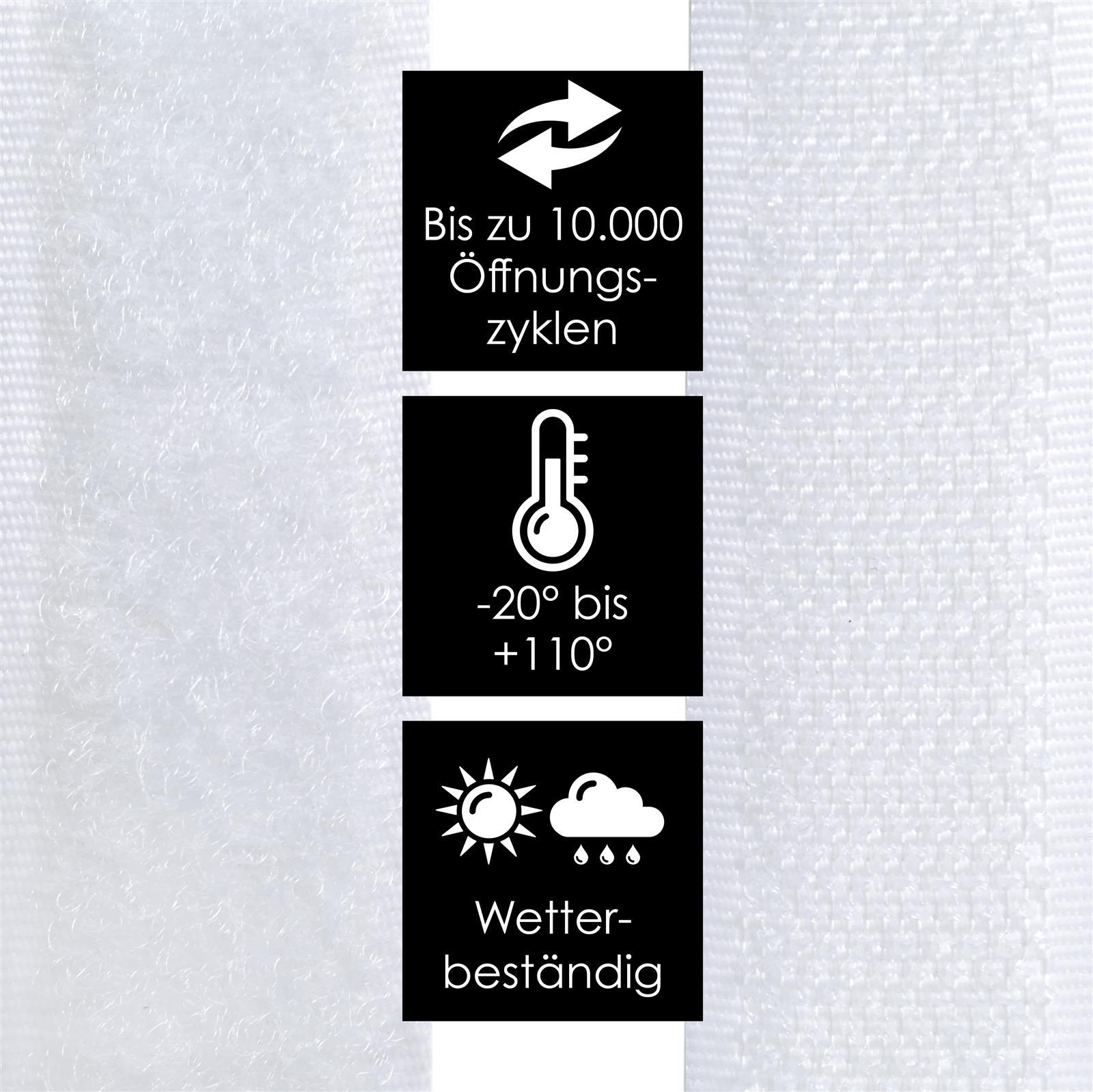 Klettpunkte Set selbstklebend – Rund, weiß, Ø 20 mm – 52-tlg. Velcro Haftpunkte für vielseitige Befestigungen Set aus schwarzen und weißen Klettpunkten mit Haken- und Flauschseite, sortiert nebeneinander auf weißem Hintergrund.
