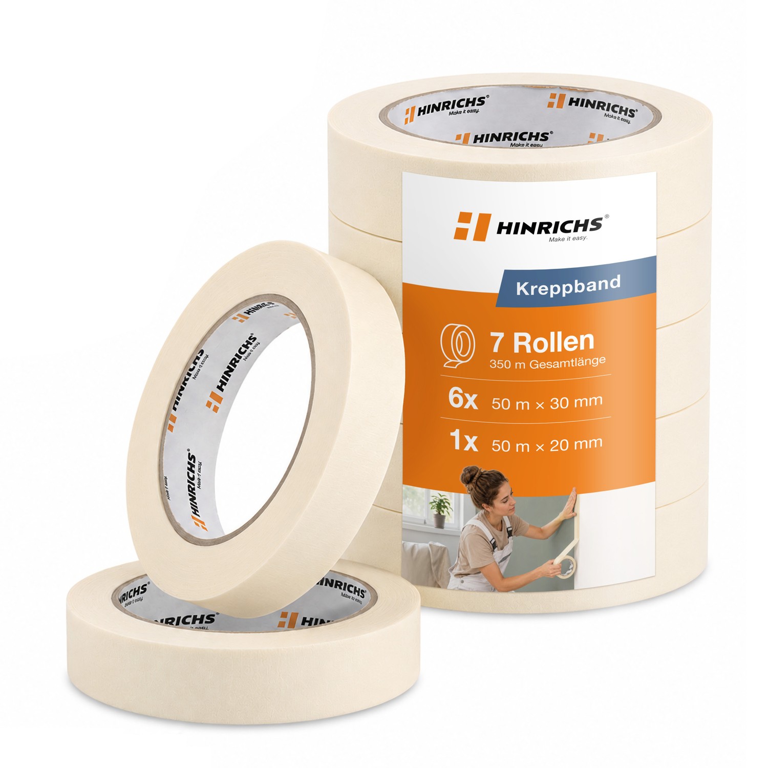 Kreppband 7er Set – Malerband 50 m, reißfest & rückstandsfrei