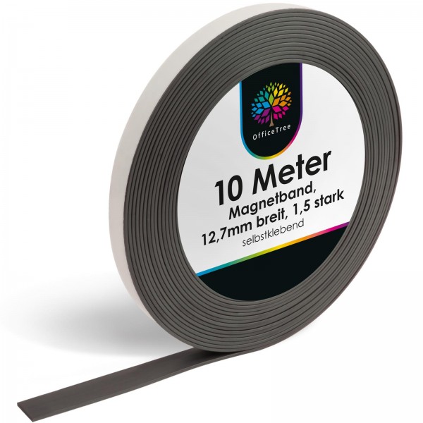 OfficeTree ® Magnetband - 10 m - selbstklebend für sichere Magnetisierung von Plakaten Fotos Papier